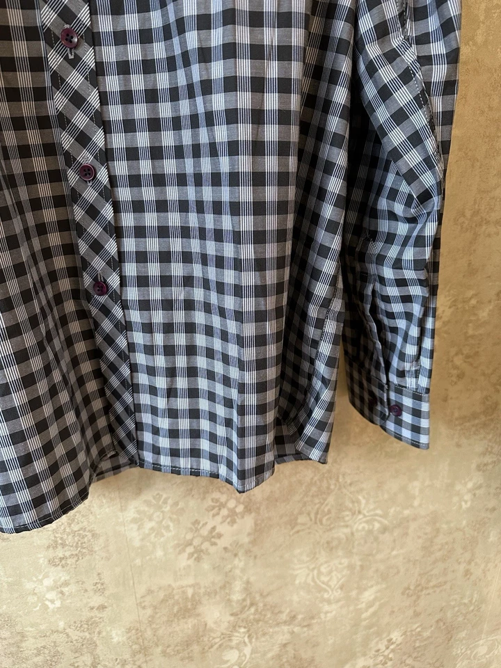 NWT Men’s Button Down Dress Shirt Size 42 Gray And Black Check - Image 4 of 4