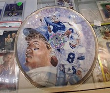 Dallas Cowboys Troy Aikman  Decorative Plate / Cowboys Logo Pog Included .
