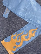 VALABASAS MENS JEANS , RARE  8 OF 50 , BLUE FLARE FLAMED STACKED JEANS NEW 