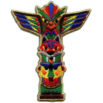 Colorful Totem Pole With Eagle Embroidered Iron On Patch