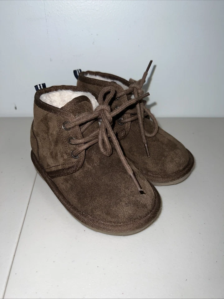 Botas Nautica para niños pequeños talla 7 marrón oscuro cálidas invierno con cordones parte superior alta al aire libre Foto 2 de 4