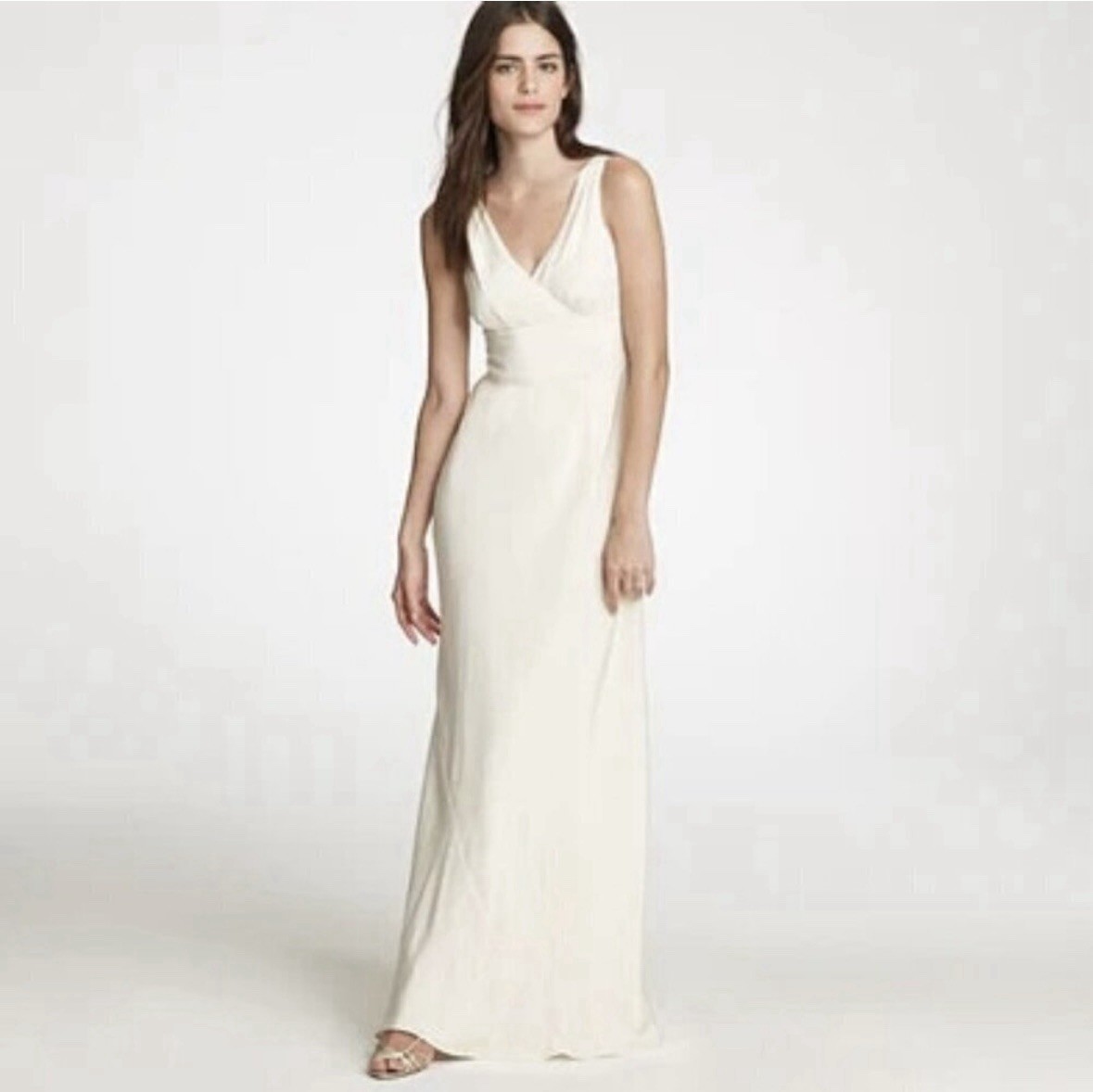 J Crew Sophia Ivory Tricotine Silk Long Dress Simple Elegant