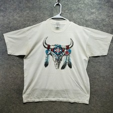 Vtg Fruit of the Loom Best T-Shirt Men's Size XL White 90s Native American