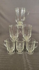 Set of 6 Libby Clear Glass Irish Coffee Mugs Cups Footed Pedestal Hot Chocolate