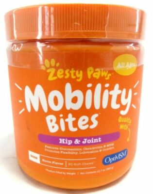 Zesty Paws Hip & Joint Bites MOBILITY (OptiMSM) Glucosamine 90 Duck Chews