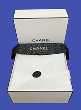 Authentic CHANEL Square Empty Gift Box Container 8.5"x8.5"x3.75" w/ Black Ribbon