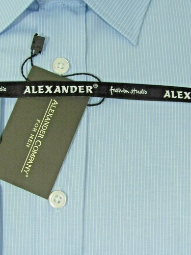 D1 ALEXANDER Men's Blue Striped Long Sleeve Dress Shirt 3XL 47/48 - Picture 2 of 2