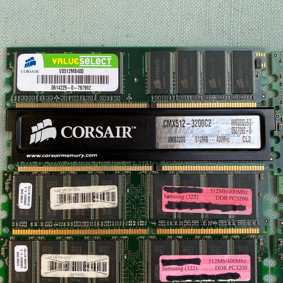 DDR SDRAM PC3200U Computer Memory Lot 11 Samsung Corsair MT 512MB 400MHz Hynix - Image 2 of 4