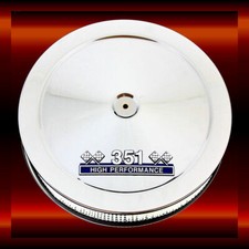Chrome Air Cleaner For Ford 351 Windsor Engines With Blue And Chrome 351 Emblem