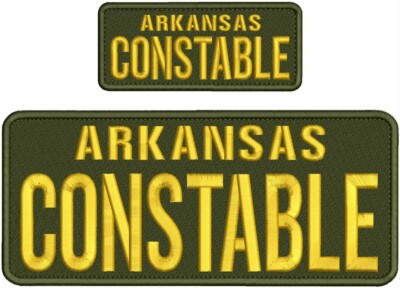 ARKANSAS CONSTABLE embroidery patches 4x10  2x5 hook on back GOLD OD GREEN