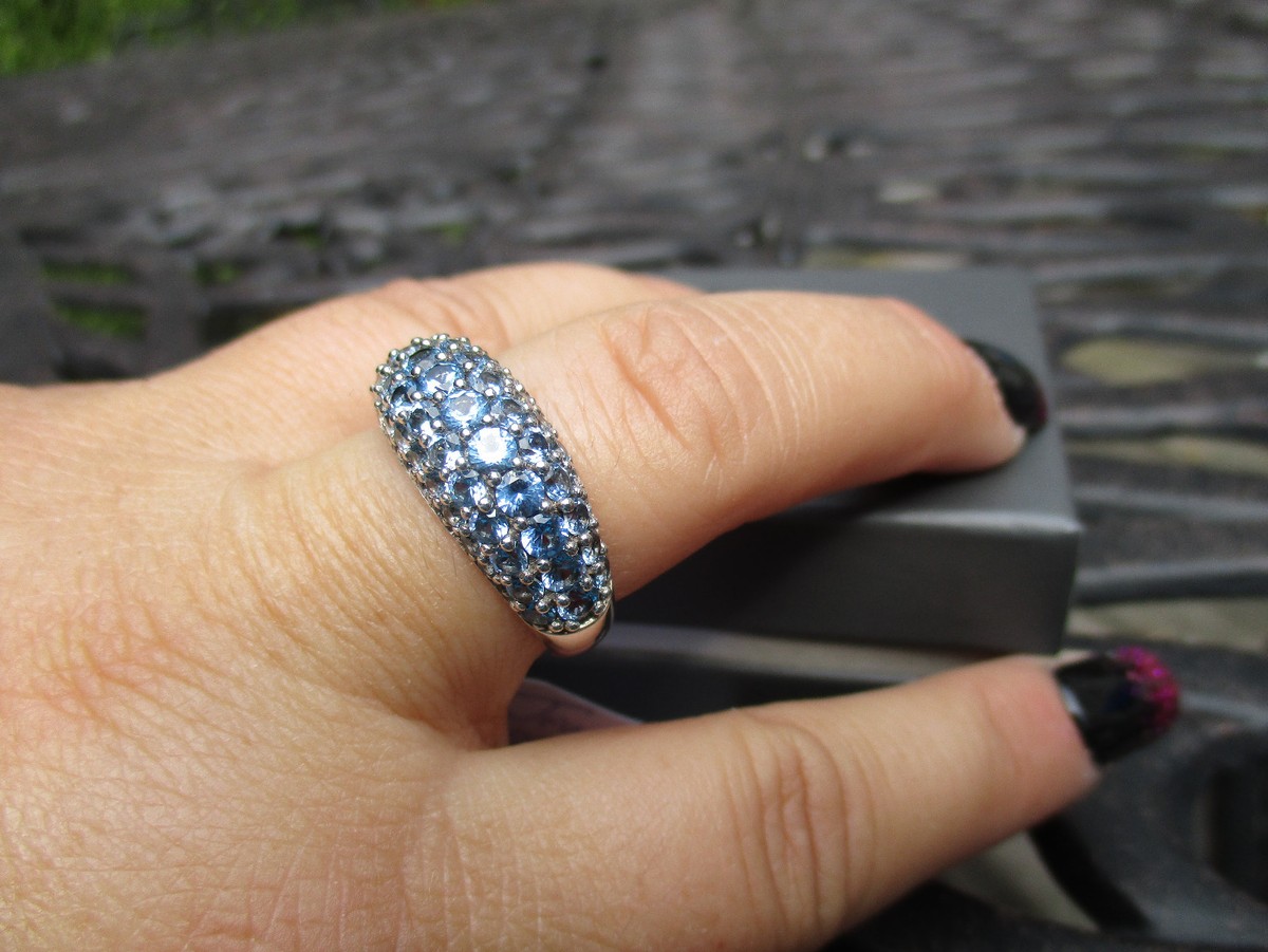 Jean Dousset Blue Absolute CZ Dome Band Ring HSN Size 10