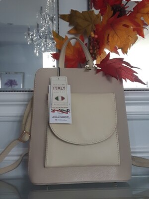 DIVINA FIRENZE Natural Leather Ivory Handbag/Backpack (Italy