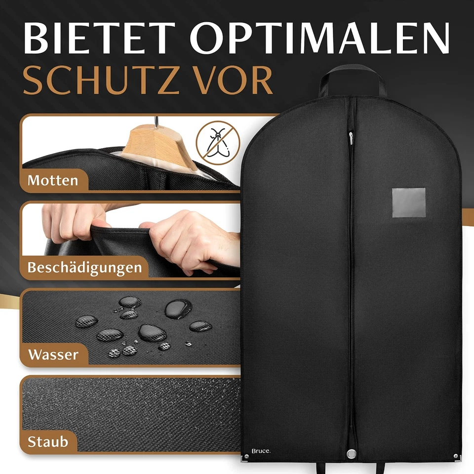 Bruce.® Kleidersack Set - 120GSM Atmungsaktiv - Kleiderhülle für Anzug und Kleid - Bild 2 von 4