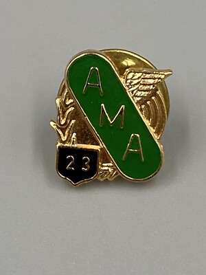 AMA 23 Green & Gold Colored Lapel Hat Vest Pin
