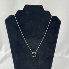 Round Circle Diamond Necklace 925 BR Sun Simple Elegant Pendant 18" Chain