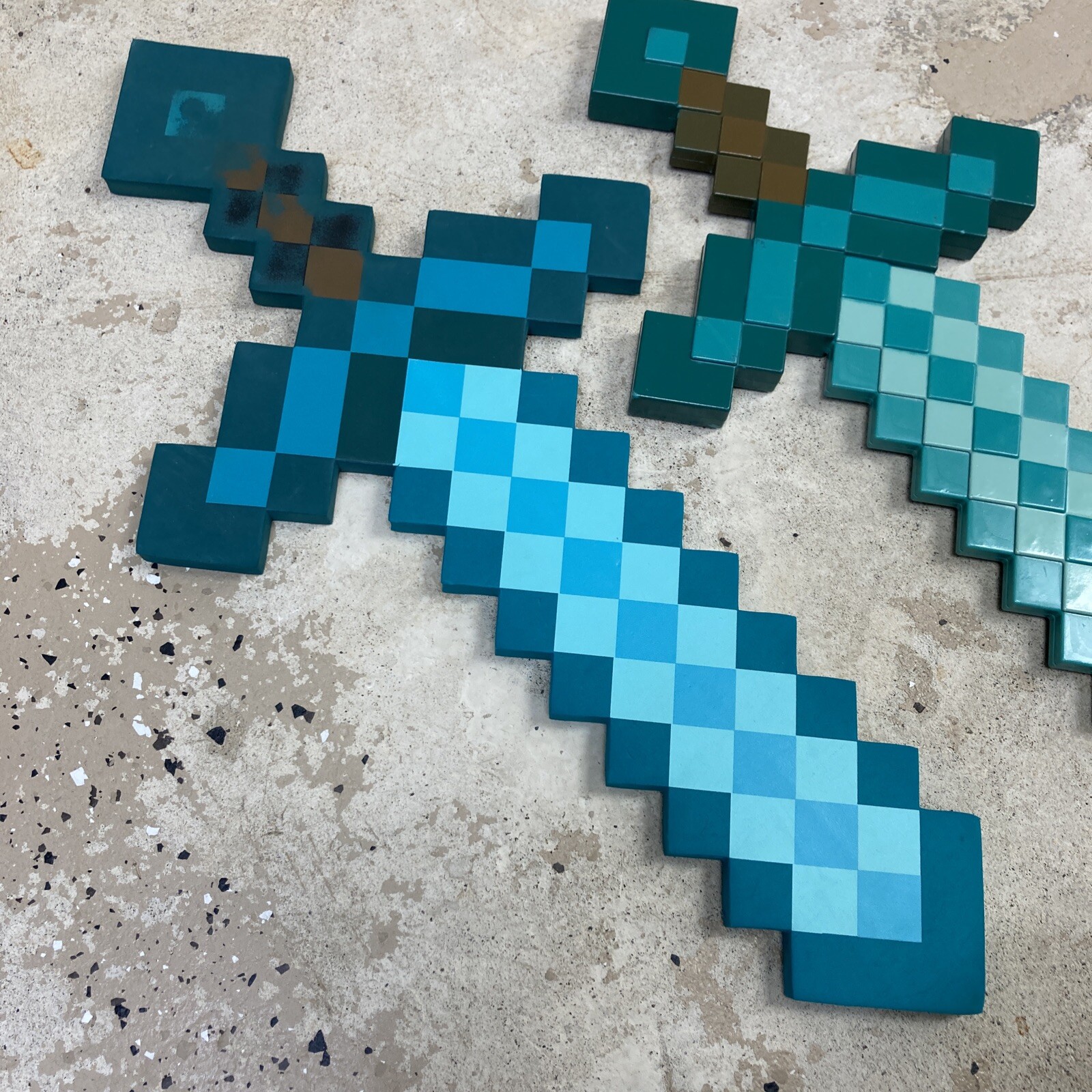 Lot 2 Minecraft Sword-24” Foam Diamond Sword & MOjang Blue Diamond Sword  Plastic | eBay