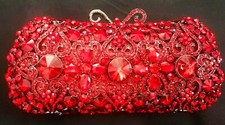 New Ruby Red Austrian Crystal Evening Clutch Bag