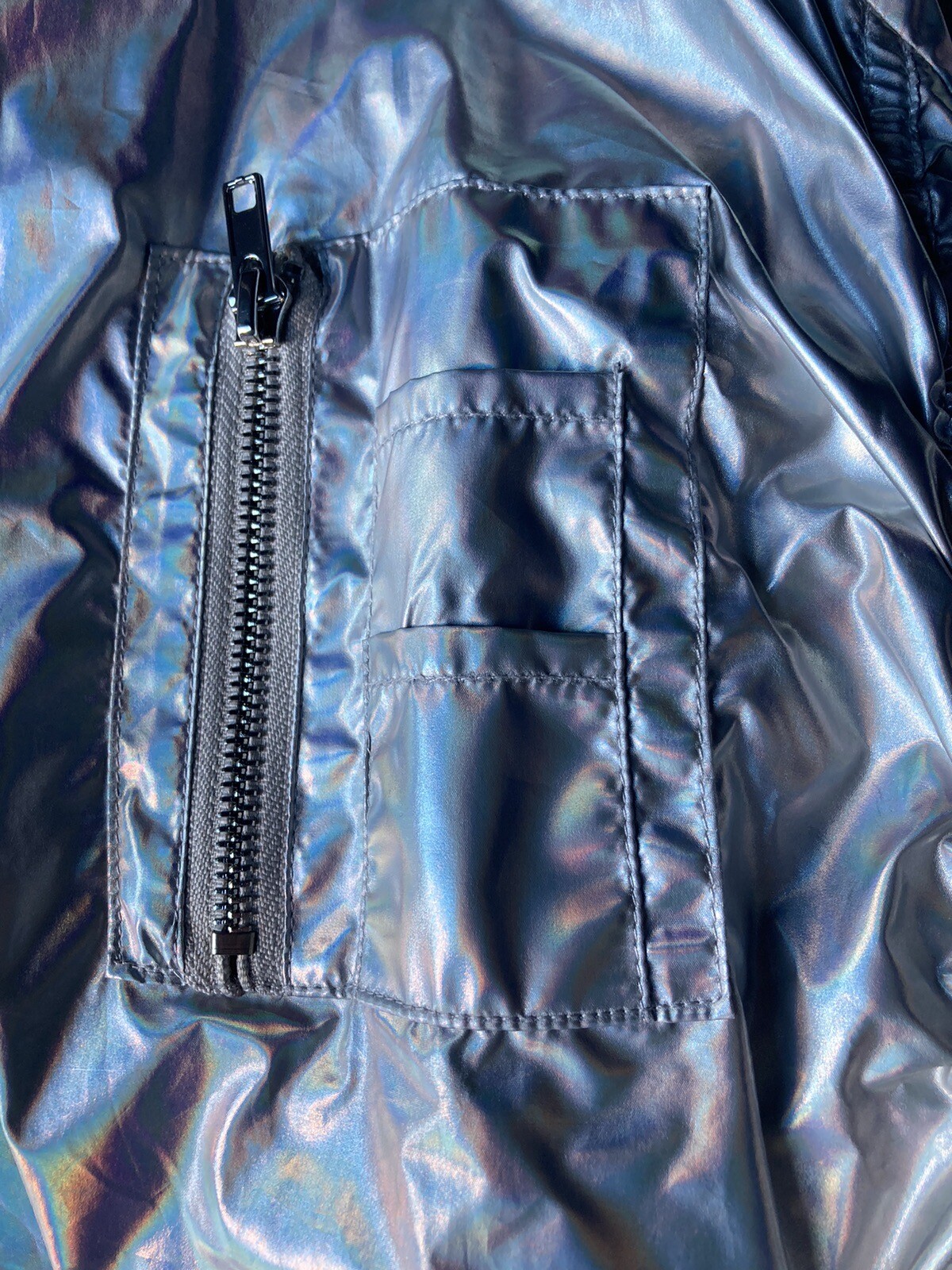 Small Silver Current Mood Bomber Jacket - image 6