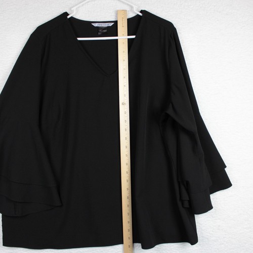 Nygard Flare Sleeve V-Neck Blouse Plus Size 2X Solid Black - Picture 9 of 12