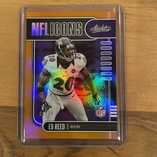 Ed reed /75 SP 2019 Panini Absolute #19  NFL Icons Spectrum Orange HOF