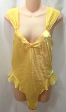CHRISTIAN DIOR Lingerie Teddy Romper Camisole Georgette Ruffles Goldenrod NWOT