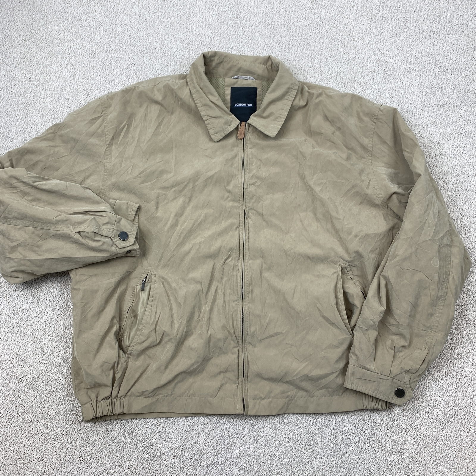 London Fog Men's XXL Lightweight Full-Zip Casual Jacket in Khaki for Everyday Comfort and Style