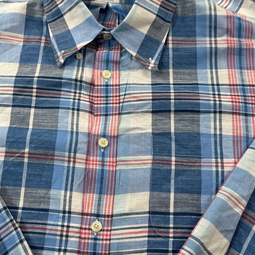 Brook Brothers 1818 Regent Shirt Mens 2XL Blue Long Sleeve Plaid Casual Button - Picture 5 of 9
