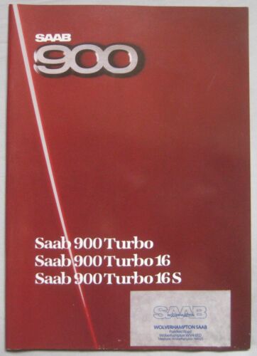 1985 SAAB 900 Turbo, 900 Turbo 16 & 900 Turbo 16S Brochure Pub.No. 222455 - Afbeelding 1 van 4