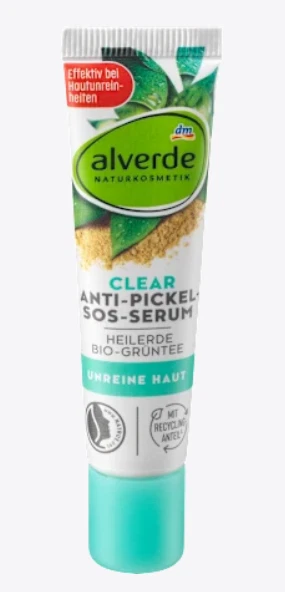 Alverde,抗粉刺精华,粘土和绿茶,素食,15 毫升 — 第 4/4 张图片