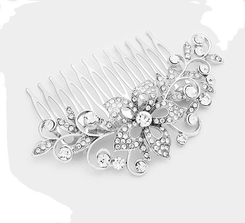 VTG Hair Combs Womens 3 Accessories White Pink Silver Bows  display picture 3