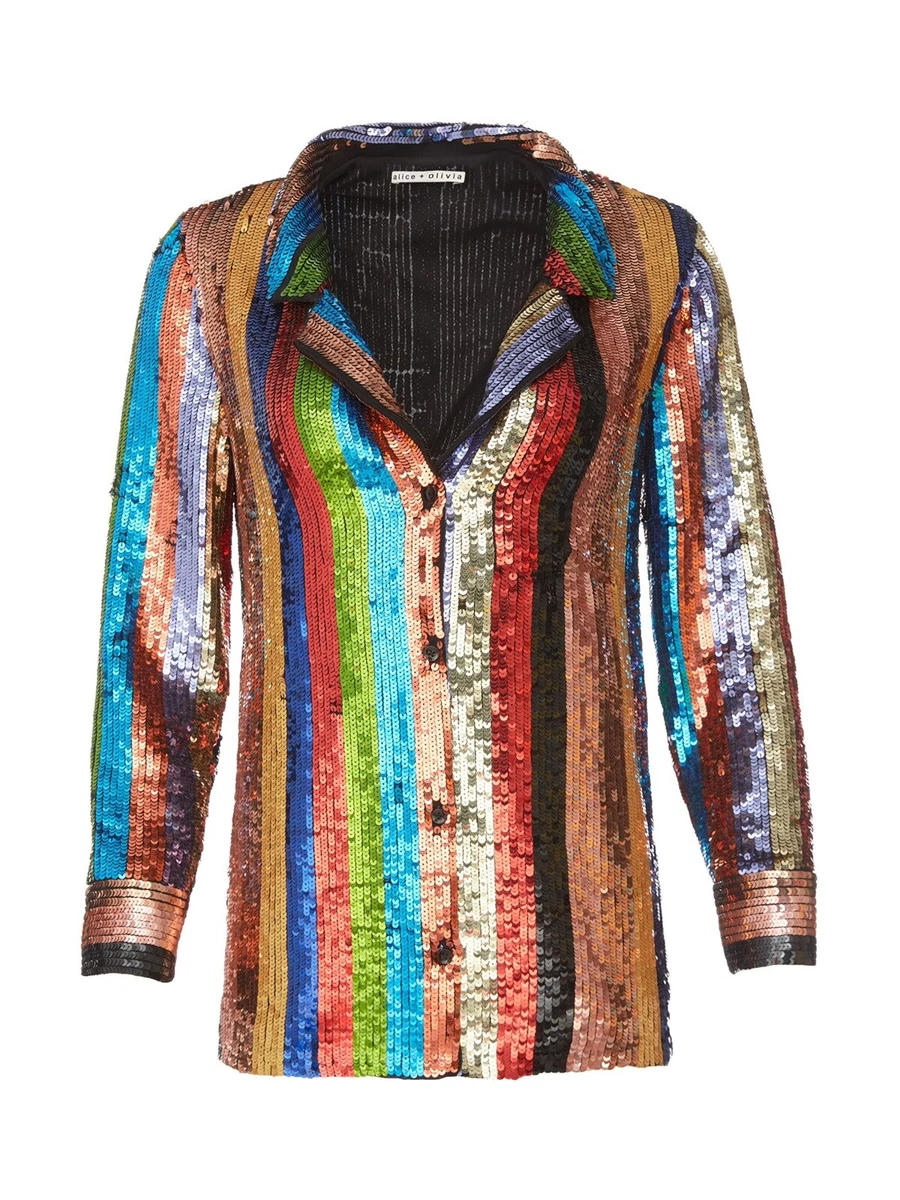 Alice and olivia top rainbow sequin jacket