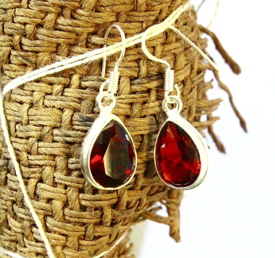 Maravillosos aretes de topacio rojo de 28,16 quilates para mujer fiesta festival joyería H3 Foto 2 de 4