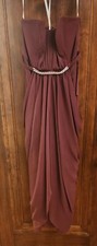David's Bridal Bridesmaid Dress Wine color, jewel belt, front slit, size 12