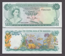 BAHAMAS P.35b 1 DOLLAR SIG ALLEN QE II  VF-EF WE COMBINE  YYY     2408