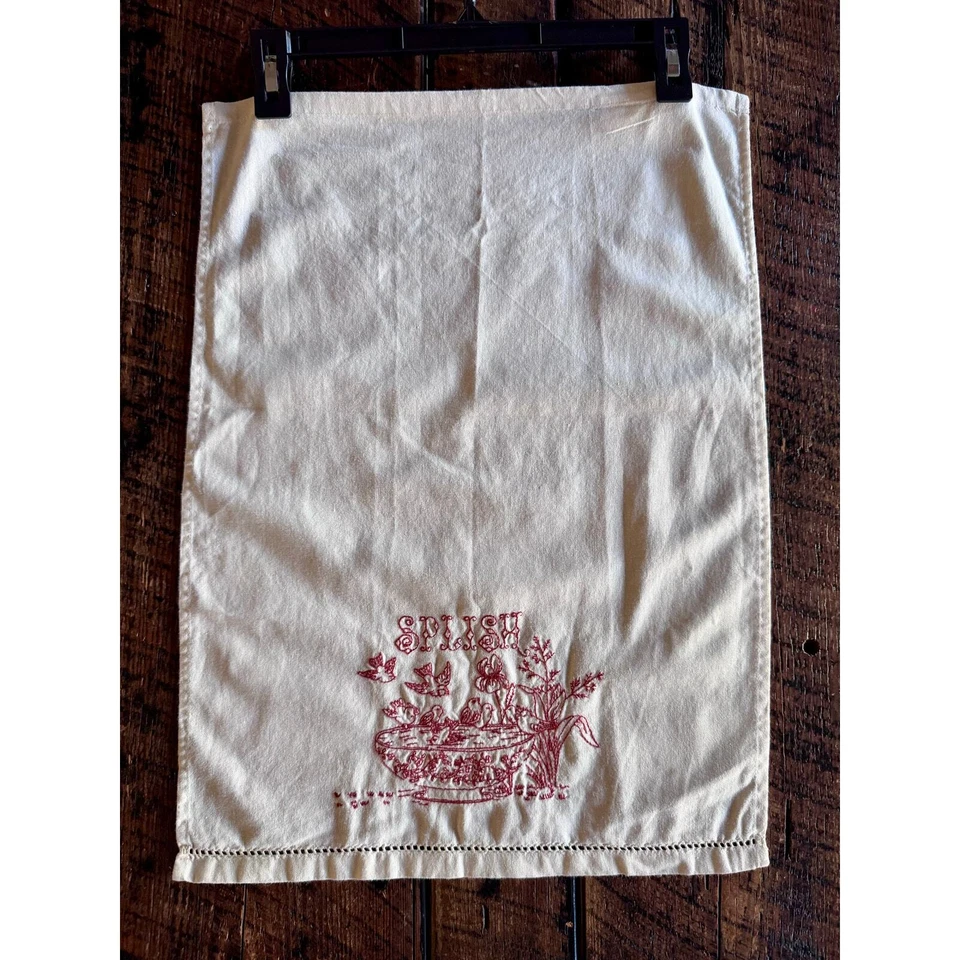 Toallas de mano de baño Pottery Barn de lino de color rojo y crema Splish Splash  Foto 2 de 4