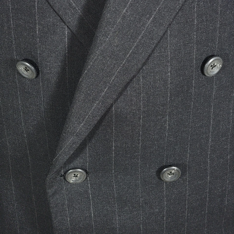 VTG Hickey Freeman Men's Double Breast Sport Coat Charcoal Striped Wool 43R - Image 4 of 4