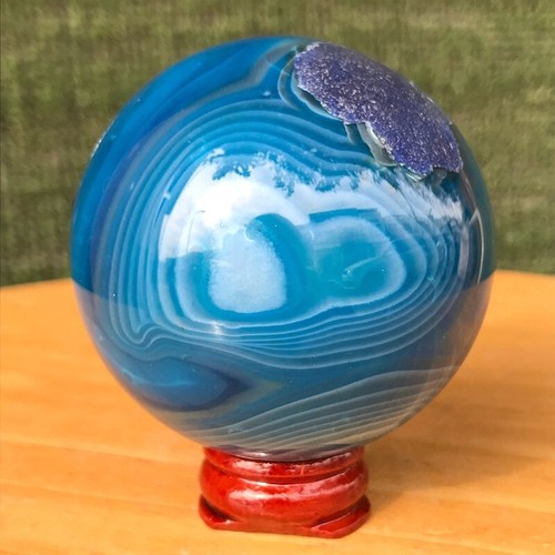 280G NRare Blue Agate Geode Bsll Quartz Crystal Sphere Mineral Specimen Healing - Picture 12 of 19