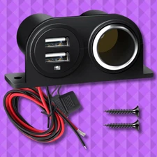 12V Car Cigarette Lighter Socket Splitter Dual USB Charger Power Adapter Outlet