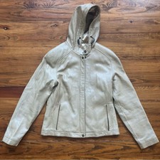 Jim & Marey Lou Hooded Gold Leather Jacket. Size M