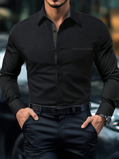 Camisa Negra de Hombre de Vestir Moda Elegantes Casuales Formales Ropa Algod n
