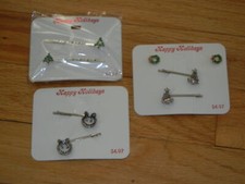 Lot of 3 Christmas Hair Clips Christmas Tree Wreath