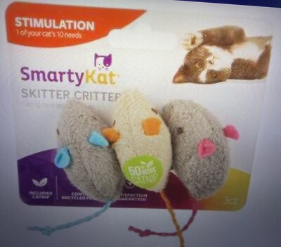 SmartyKat Catnip Mice, Skitter Critters, 3-Pack