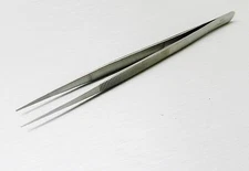 Diamond Gem Tweezers Medium Tip For Beads & Stones 6-1/2" Stainless Matt Finish