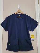 Wonderwink Origins The Bravo Navy Blue Scrub Top Size L 5 Pockets NWT New