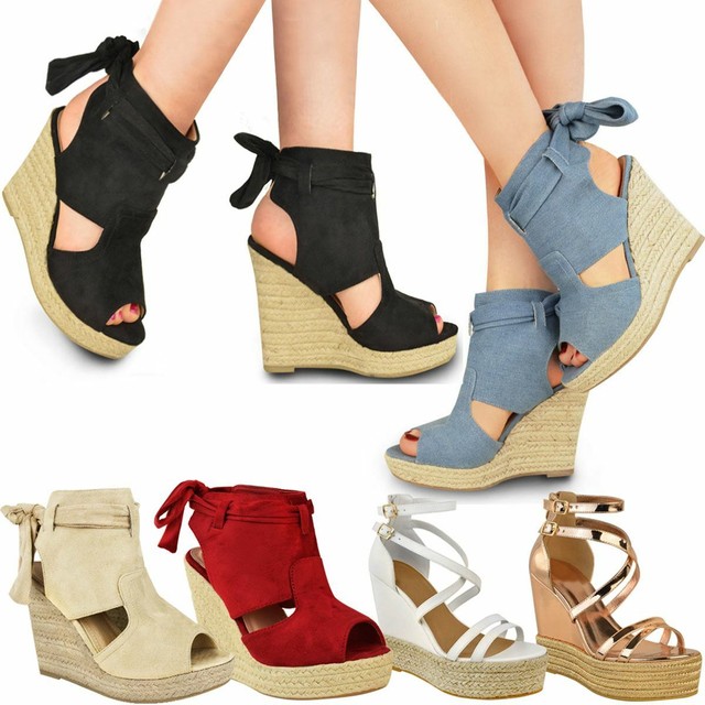ladies wedge espadrille sandals