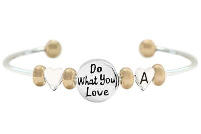 Custom Do What You Love Two Tone Gold Silver Cuff Bracelet Jewelry Pick Initial