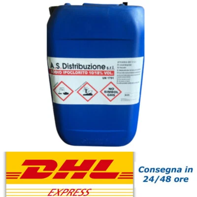 A.S DISTRIBUZIONE CLORO LIQUIDO 25KG IPOCLORITO DI SODIO 15% SANIFICANTE DISINFETTANTE BATTERICIDA
