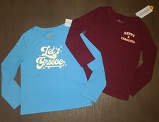 NEW LOT OF 2 GIRLS CAT  JACK LONG SLEEVED T-SHIRTS SIZE XS 4-5