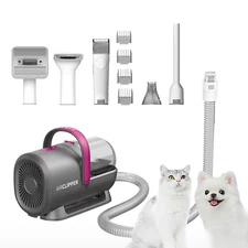 Dog & Cat Pet Grooming Kit & Vacuum 1.4L Capacity w/ 5 Clipper Tools Refurbished