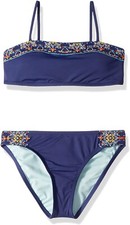 Hobie Girls' 185864 Bandeau Bikini Top Hipster Bottom Set Swimwear Size 7